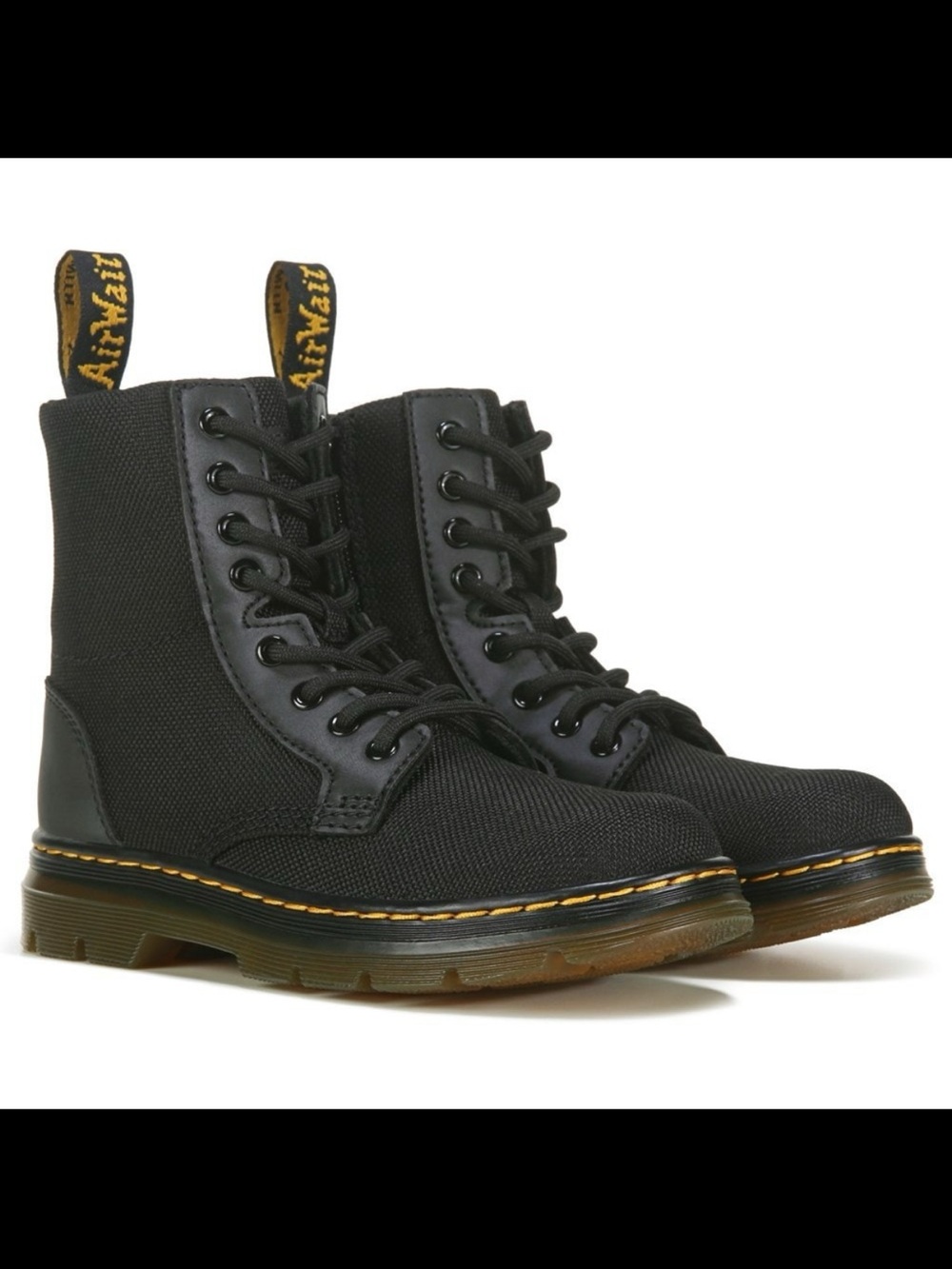 Dr. Martens Black Canvas Combs J Lace Up Boots size zip 11